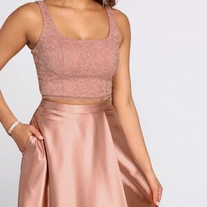 Pink Two Piece Prom Dress